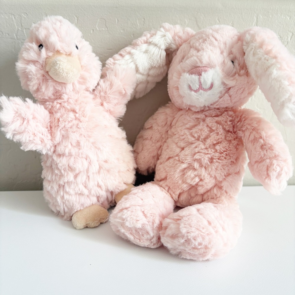 Mary Meyer Baby Girl Pink Putty Bunny and‎ Duckling Soft Plush Set Nursery Core